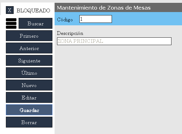 como gestionar, crear o modificar zonas de mesas